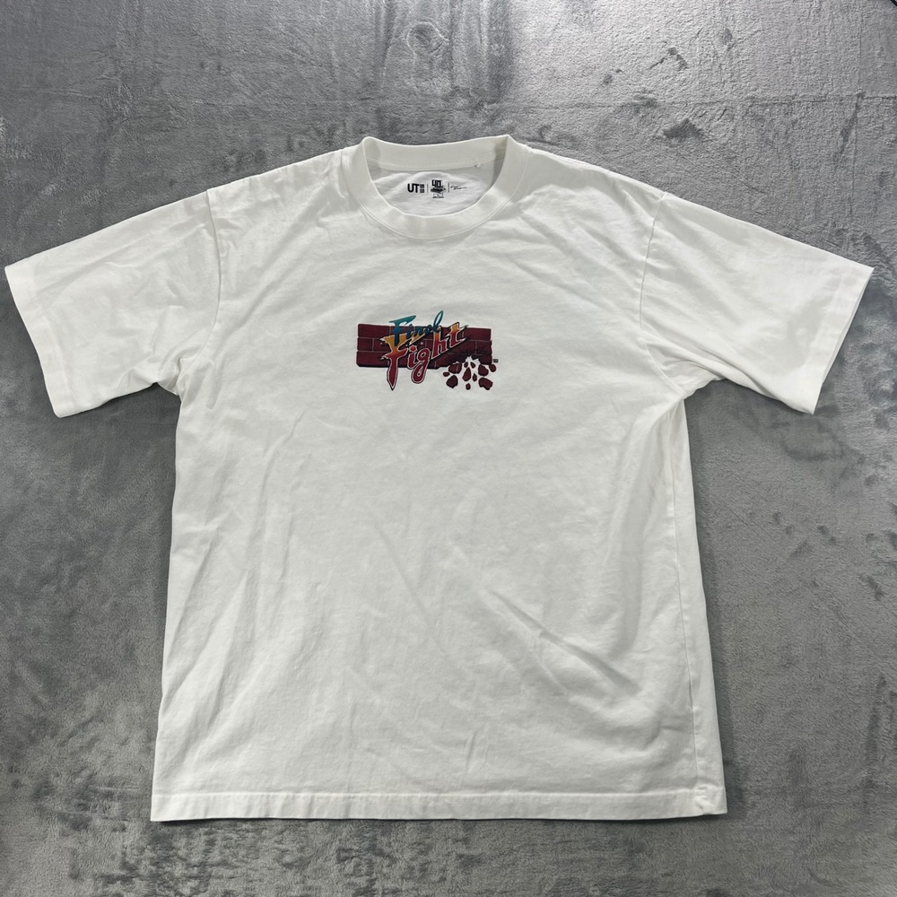 UNIQLO UT T Shirt White Size Large Capcom 40th Anniversary Final Fight Graphic